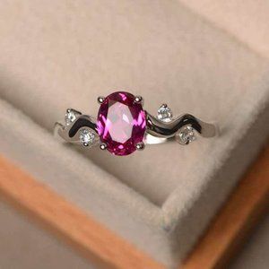 Cut Ruby Diamond Ring 925 Sterling Silver Titanium FAST SHIPPING!